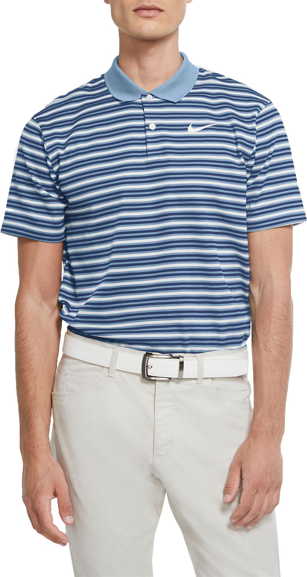 nike men's striped dry victory golf polo