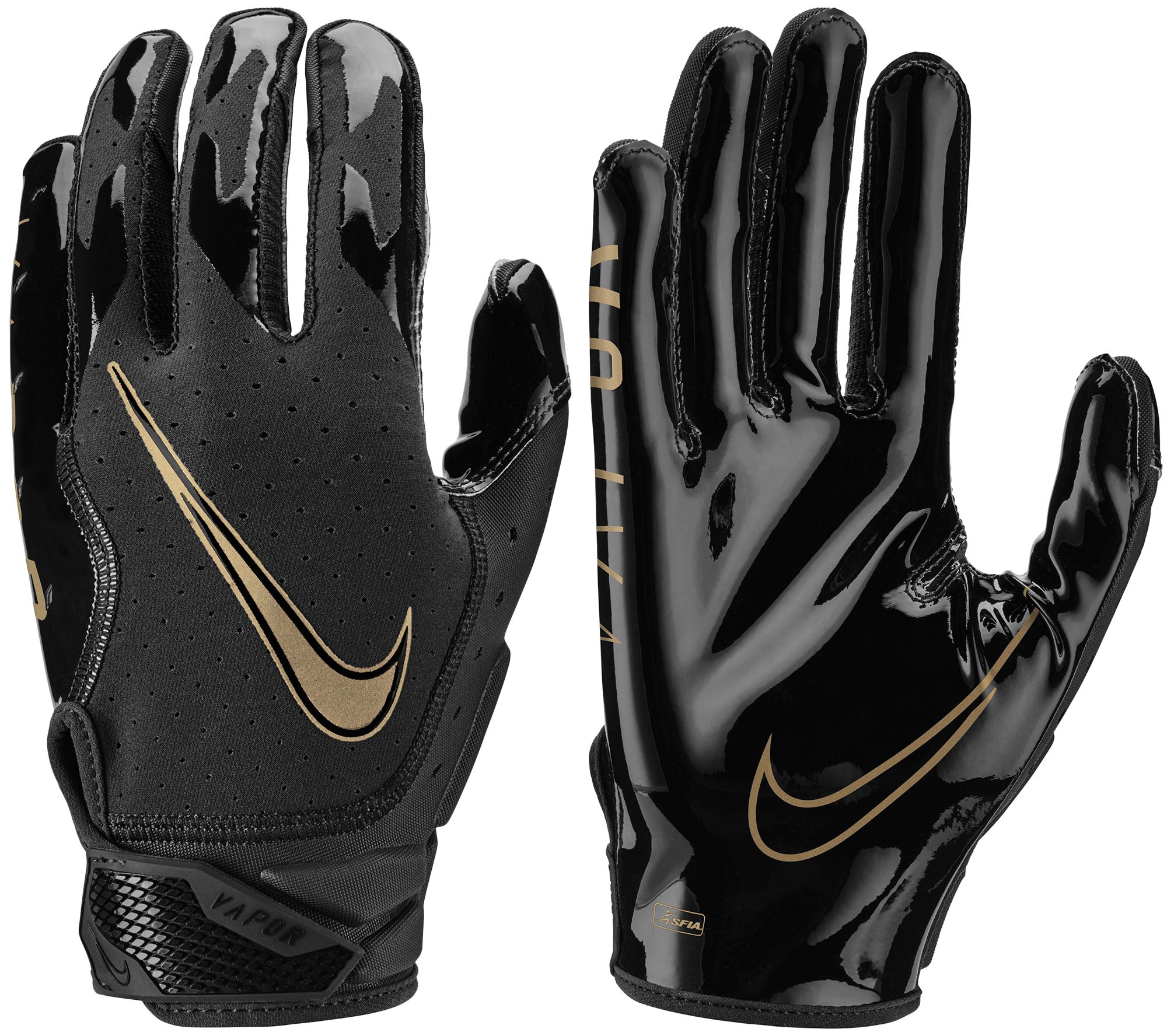 white and gold nike football gloves