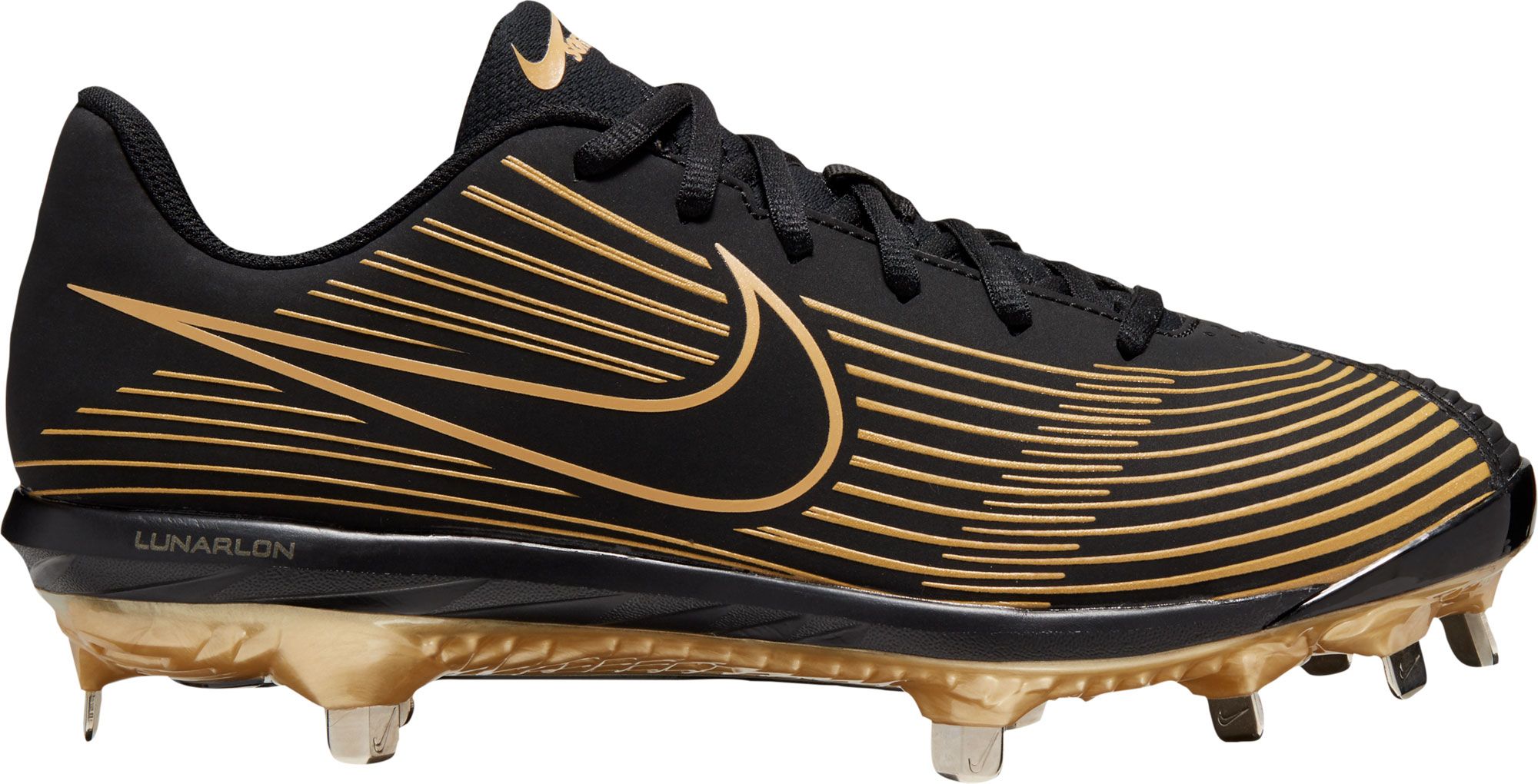 black and gold metal cleats