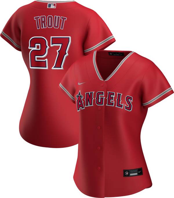 Nike Women's Replica Los Angeles Angels Mike Trout #27 Cool Base Red Jersey | Sporting Goods