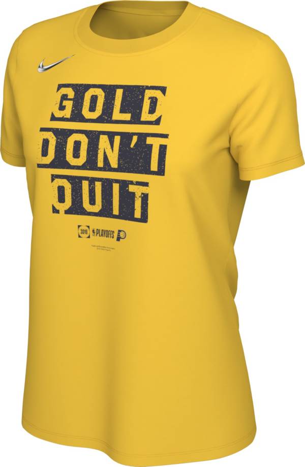 Nike Women's Indiana Pacers 2019 Playoffs "Gold Don't Quit" Dri-FIT T-Shirt