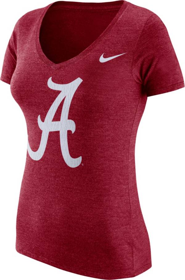 Nike Women's Alabama Crimson Tide Crimson Tri-Blend Logo V-Neck T-Shirt