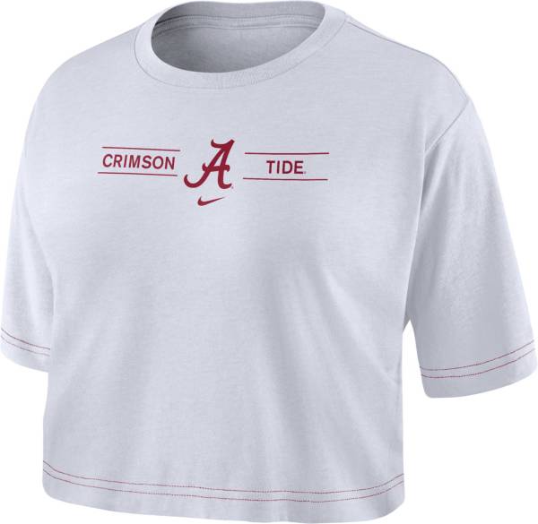 Nike Women's Alabama Crimson Tide Slub Cropped White T-Shirt