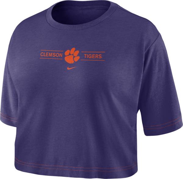 Nike Women's Clemson Tigers Regalia Slub Cropped T-Shirt