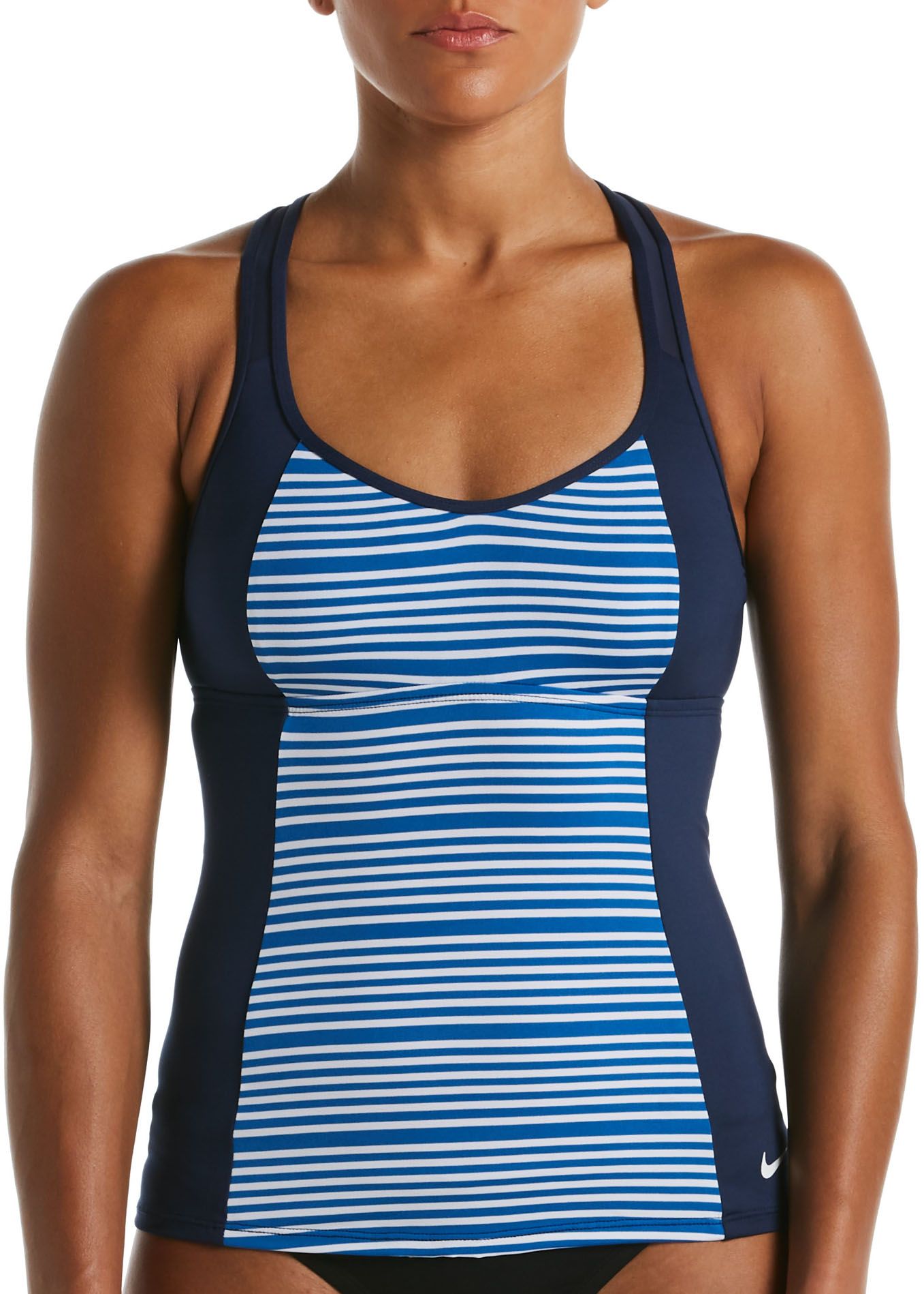 nike striped blouson swimsuit top