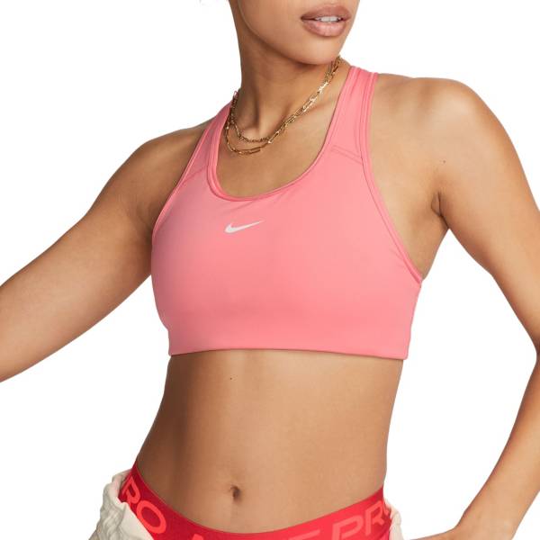 Nike Swoosh Women's Medium Support Sports Bra with padding - red
