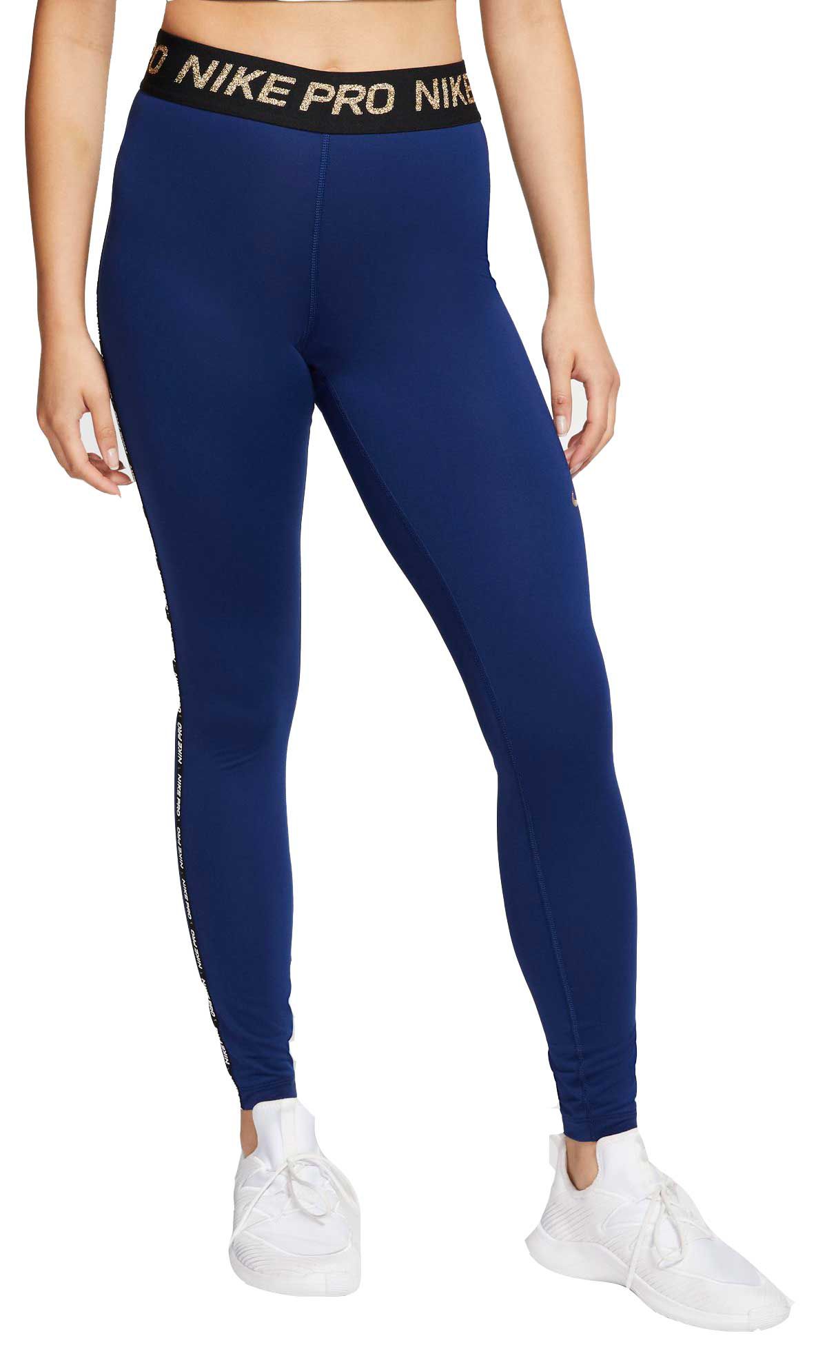 nike pro metallic swoosh leggings