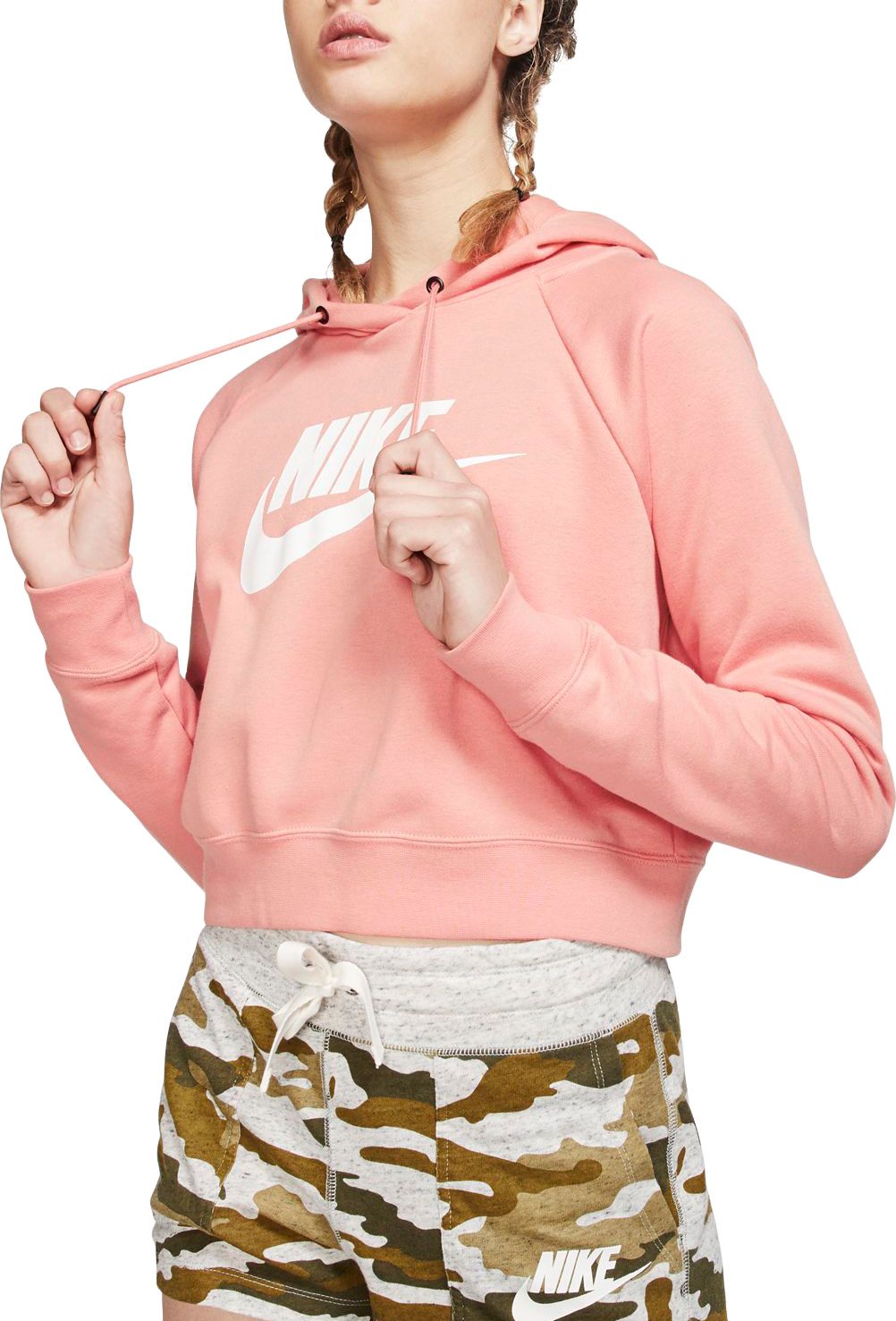 white nike cropped hoodie