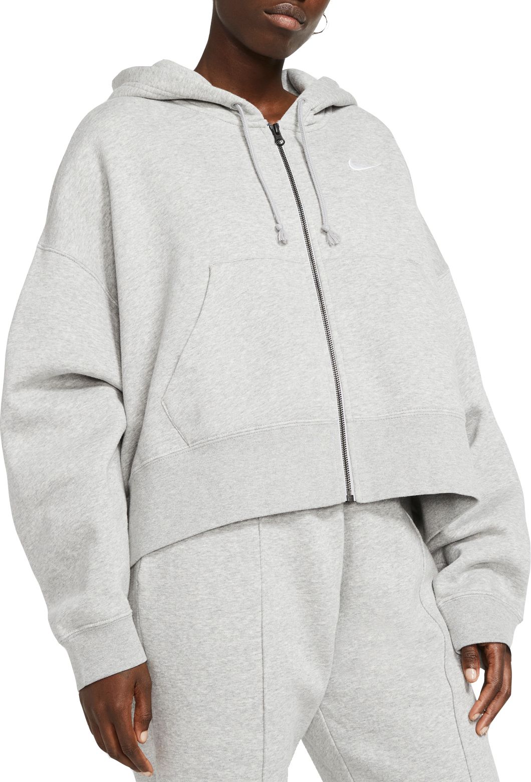 grey nike zip hoodie women's