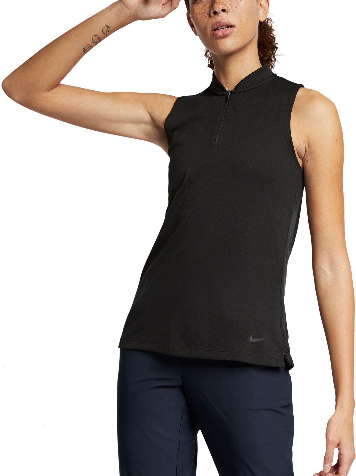 women's dri fit black polo