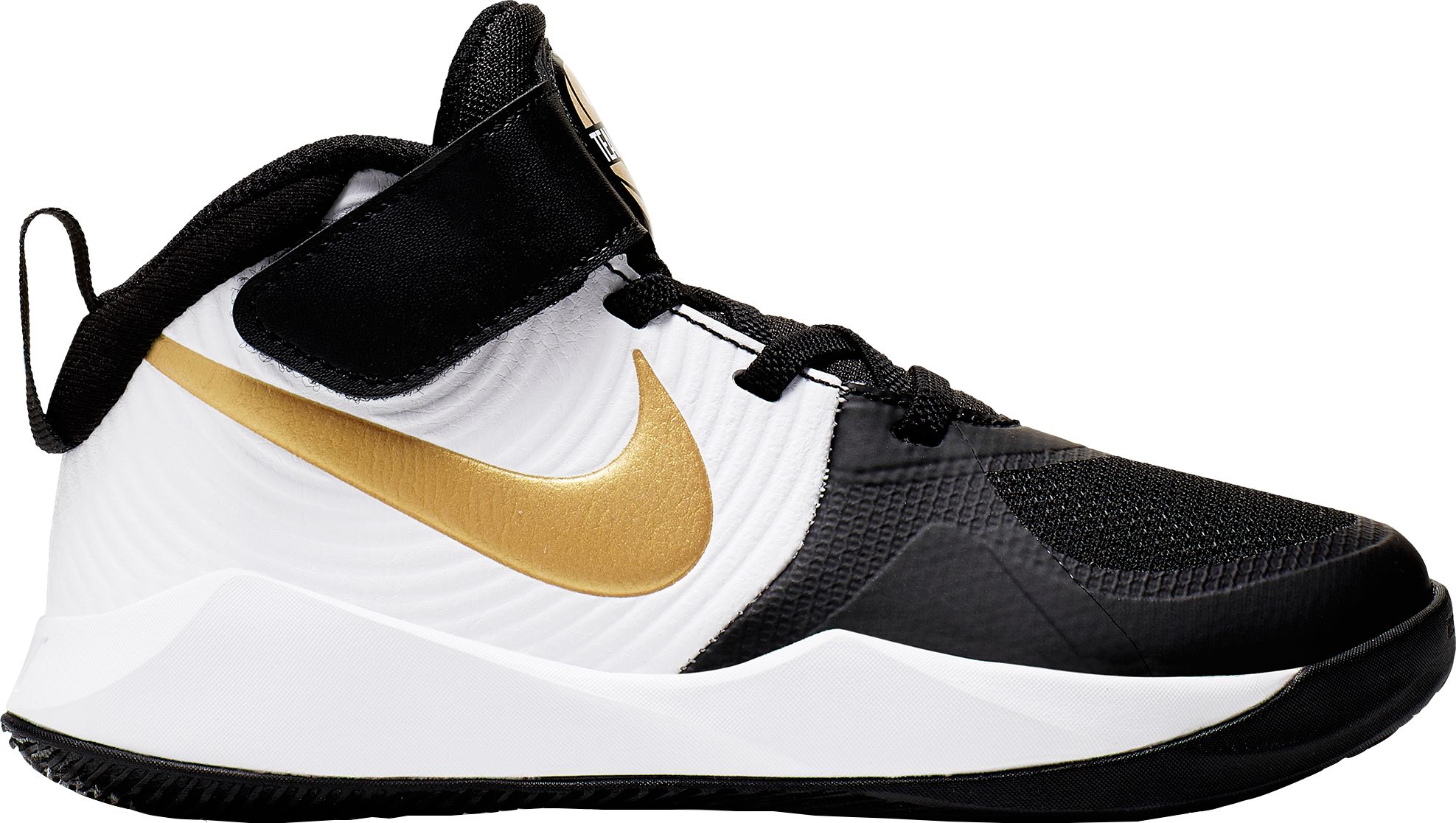 white black and gold nike shoes