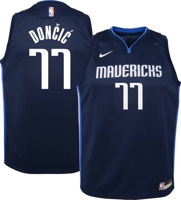 Nike Youth Dallas Mavericks Luka Doncic 77 Navy Dri Fit Statement Swingman Jersey Dick S Sporting Goods