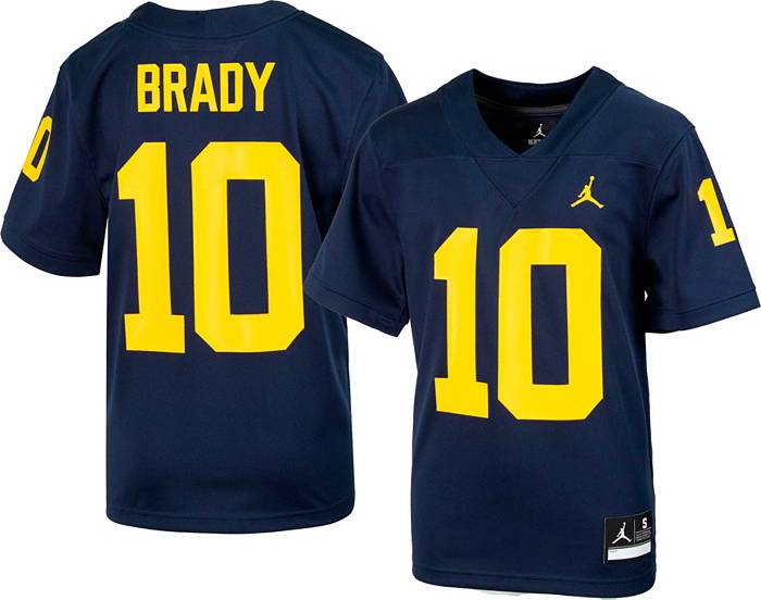 Jordan Youth Tom Brady Michigan Wolverines #10 Blue Replica Football Jersey, Boy's, Size: Small