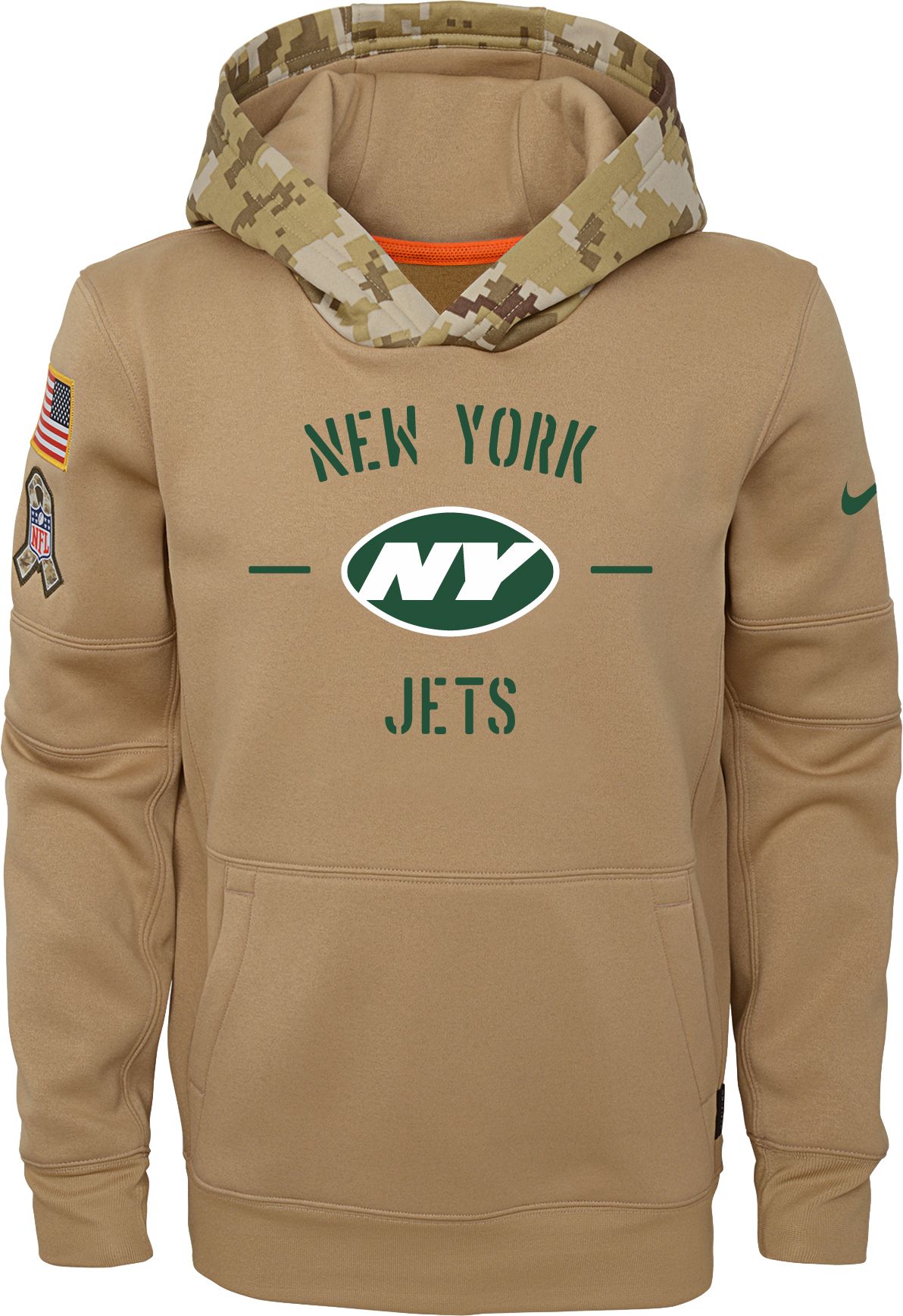 York Jets Therma-FIT Beige Camo Hoodie 