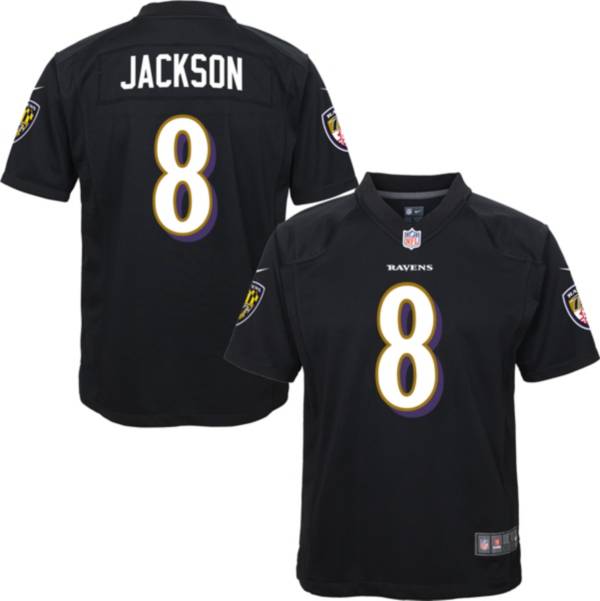 Nike Youth Baltimore Ravens Lamar Jackson #8 Black Game Jersey