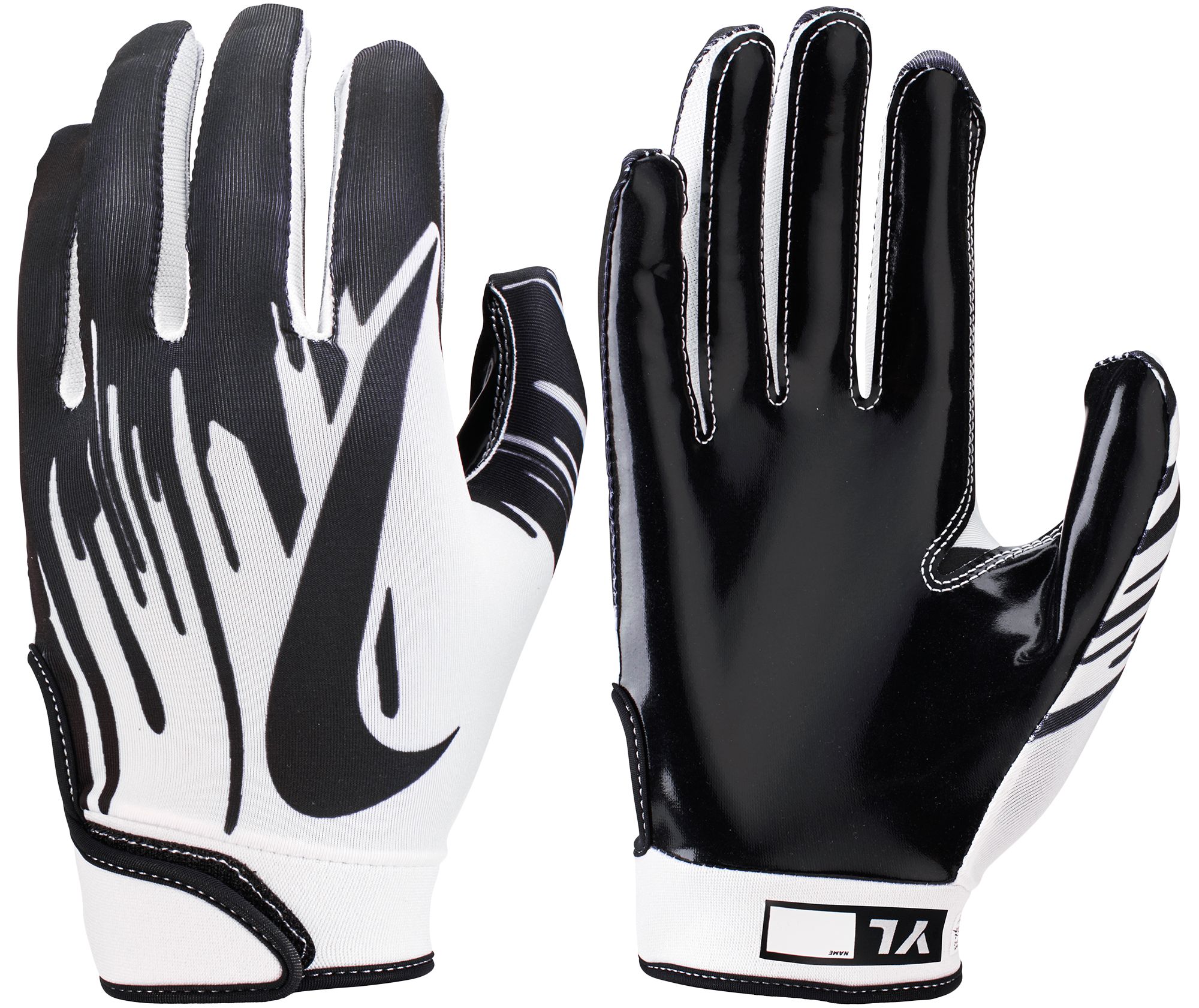 white and black football gloves