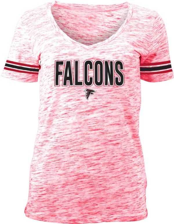 NFL Team Apparel Women's Atlanta Falcons Red Space Dye V-Neck T-Shirt