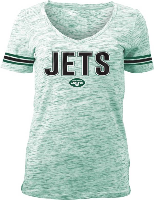 NFL Team Apparel Women's New York Jets Green Space Dye V-Neck T-Shirt