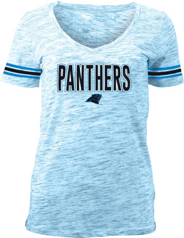 NFL Team Apparel Women's Carolina Panthers Blue Space Dye V-Neck T-Shirt