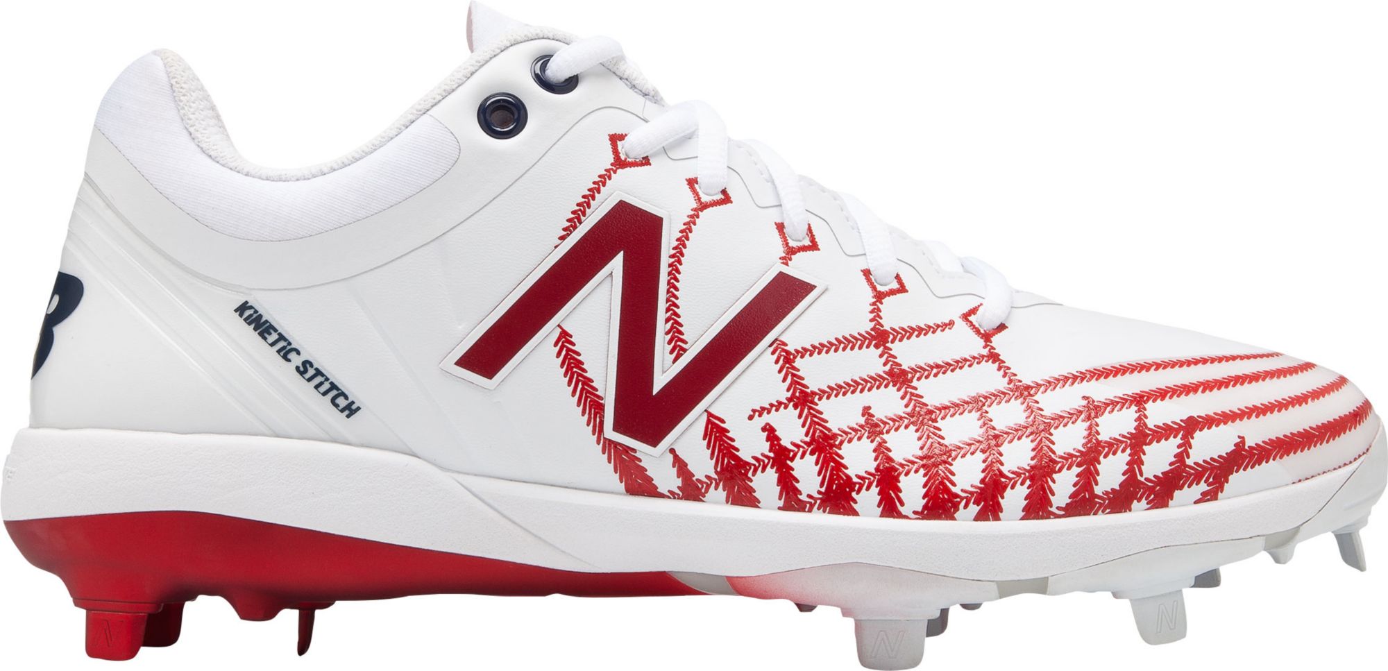 new balance red and white cleats 