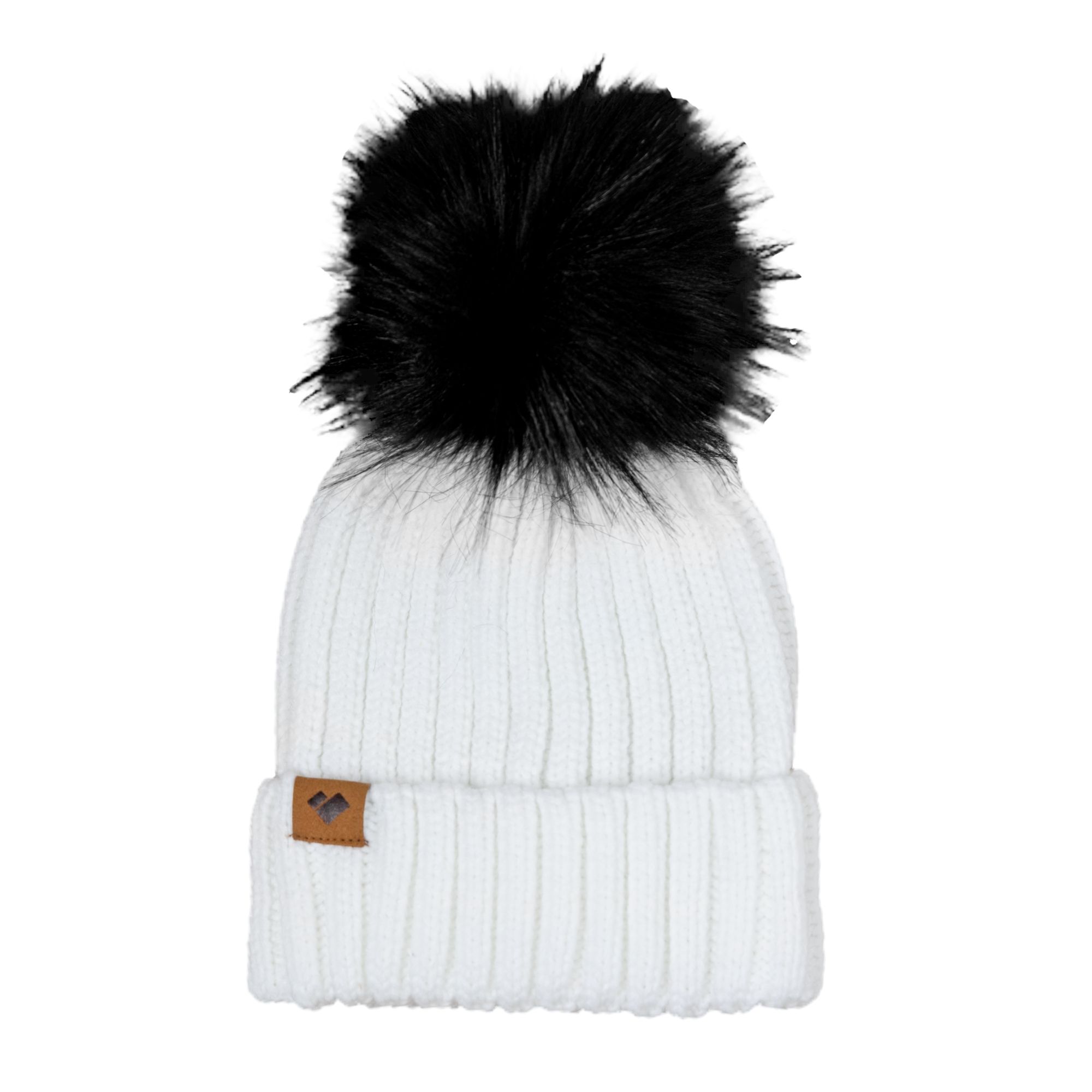 black and white pom pom hat