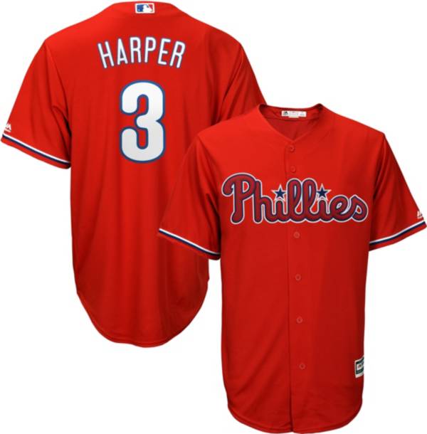 Majestic Youth Replica Philadelphia Phillies Bryce Harper #3 Cool Base Alternate Red Jersey product image