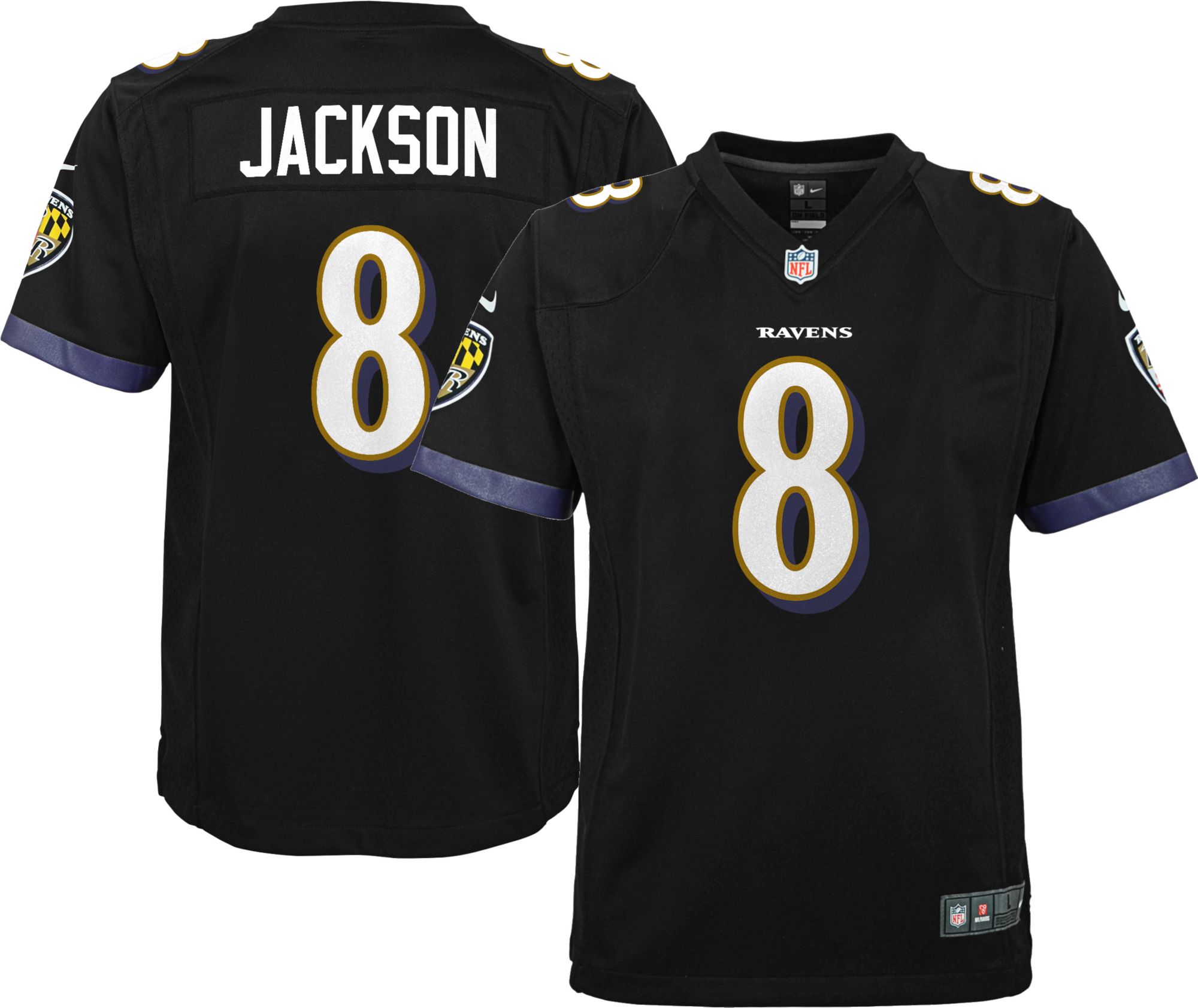 men's baltimore ravens lamar jackson nike black game jersey