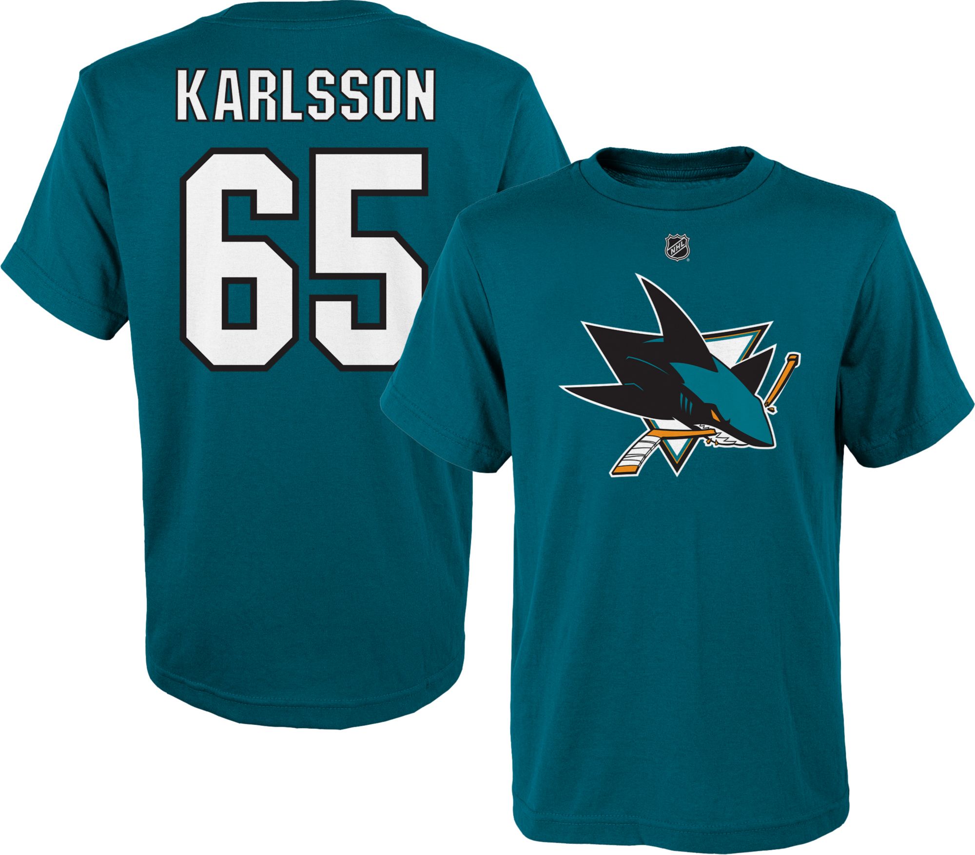 Outerstuff Erik Karlsson San Jose Sharks #65 Black Youth 8-20 Alternate  Name and Number Player T-Shirt (18-20) : : Sports & Outdoors