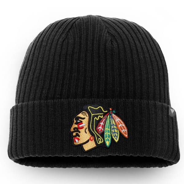 NHL Men's Chicago Blackhawks Logo Black Knit Beanie | DICK ...