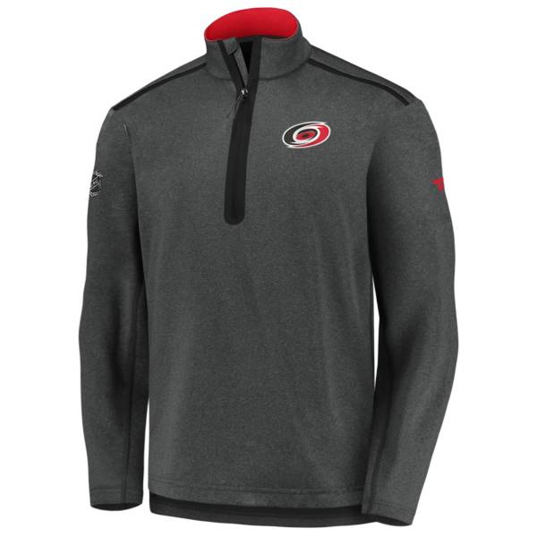 NHL Men's Carolina Hurricanes Authentic Pro Gray Quarter-Zip Pullover