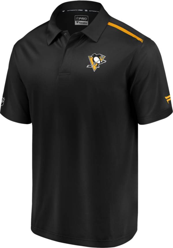 NHL Men's Pittsburgh Penguins Authentic Pro Rinkside Black Polo