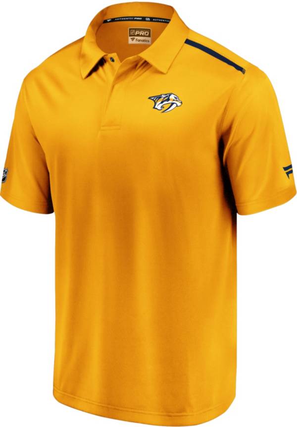 NHL Men's Nashville Predators Authentic Pro Rinkside Gold Polo