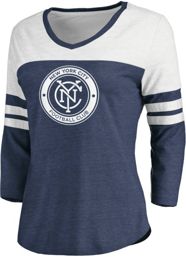 MLS Women's New York City FC Navy Three-Quarter Sleeve T-Shirt