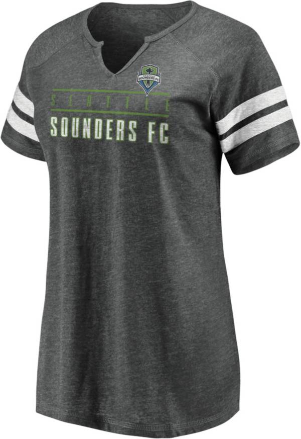 MLS Women's Seattle Sounders Grey Notch Neck T-Shirt