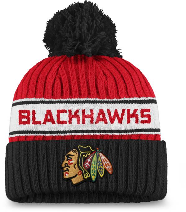 NHL Women's Chicago Blackhawks Authentic Pro Red Pom Knit Beanie