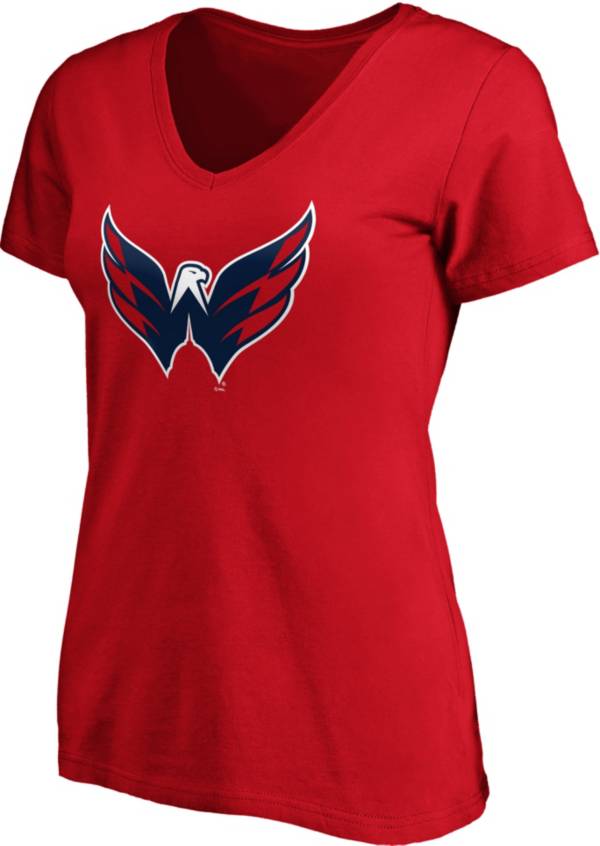 NHL Women's Washington Capitals Primary Logo Red V-Neck T-Shirt