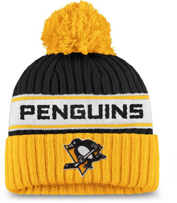 NHL Women's Pittsburgh Penguins Authentic Pro Black Pom Knit Beanie