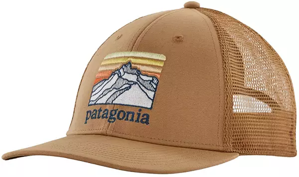 Patagonia Line Logo Ridge LoPro Trucker Hat-White w/Sequoia Red