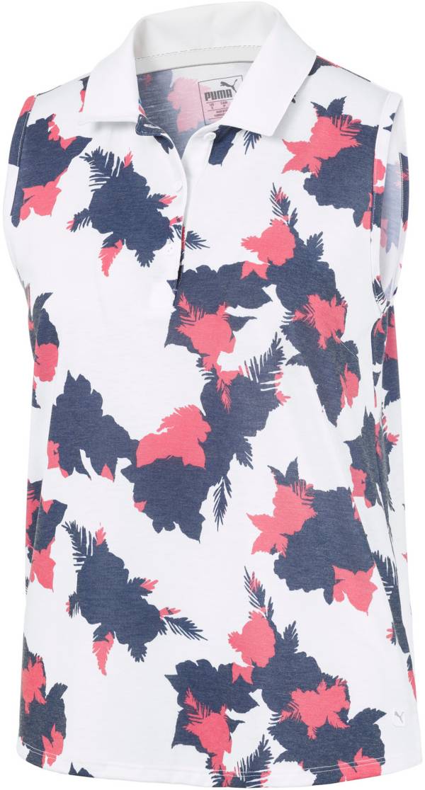 PUMA Women's Floral Sleeveless Golf Polo