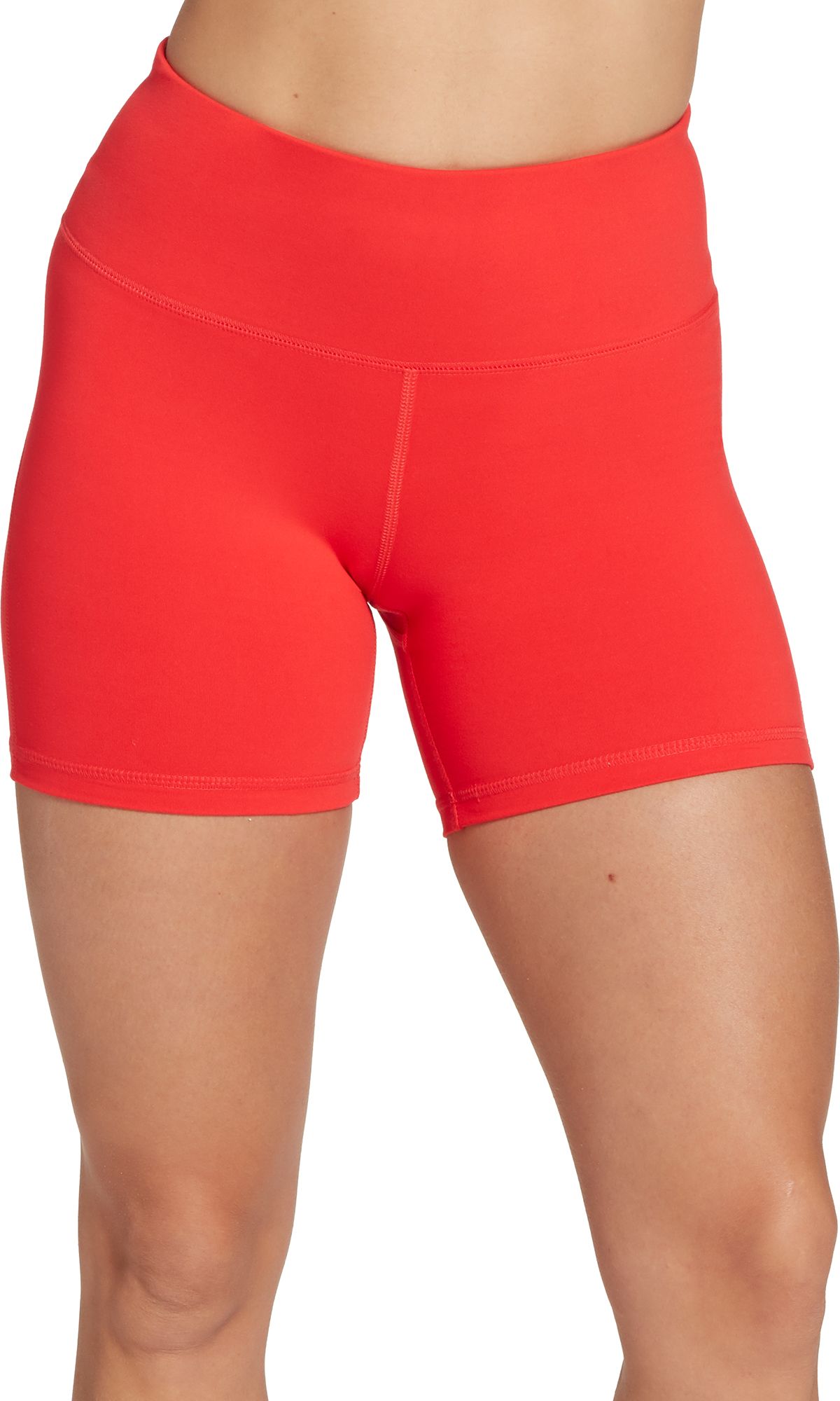 womens red biker shorts