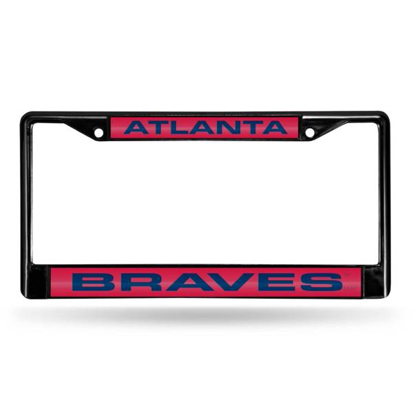 Rico Atlanta Braves Black Laser Chrome License Plate Frame