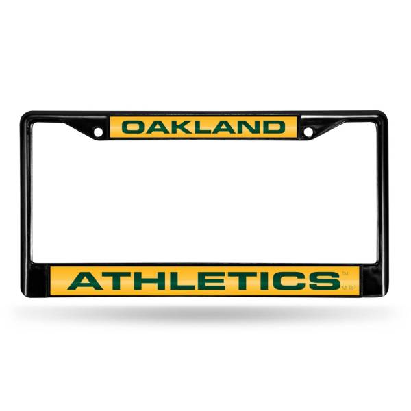 Rico Oakland Athletics Black Laser Chrome License Plate Frame