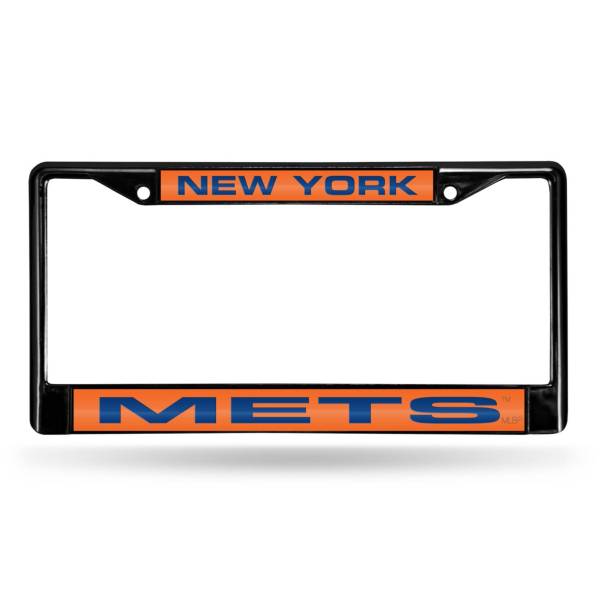 Rico New York Mets Black Laser Chrome License Plate Frame