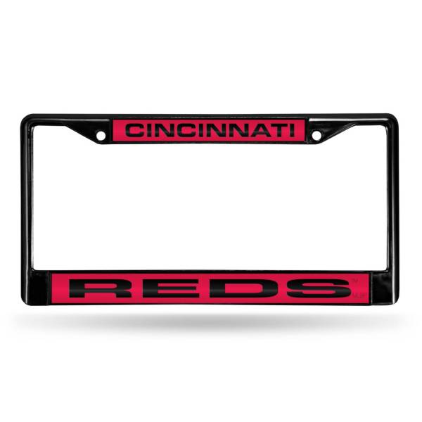 Rico Cincinnati Reds Black Laser Chrome License Plate Frame