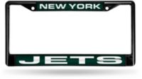 NFL New York Jets Silver in Green Laser Cut Chrome License Plate Frame