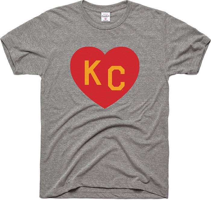Charlie Hustle Men's KC Heart Vintage Grey T-Shirt, Large, Gray