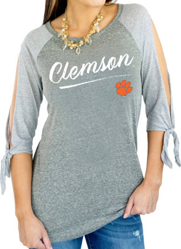 Gameday Couture Women's Clemson Tigers Grey Tie ¾ Sleeve Raglan Shirt