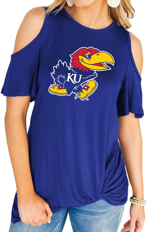 Gameday Couture Women's Kansas Jayhawks Blue Alma Mater Cold Shoulder T-Shirt