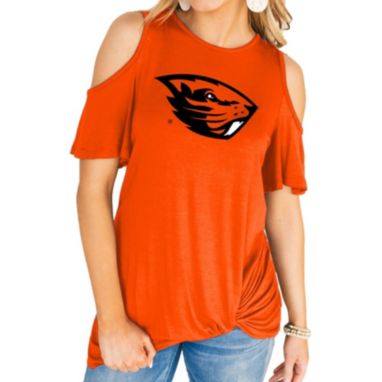 sorry, Gameday Couture Women's Oregon State Beavers Orange Alma Mater Cold Shoulder T-Shirt is currently out of stock