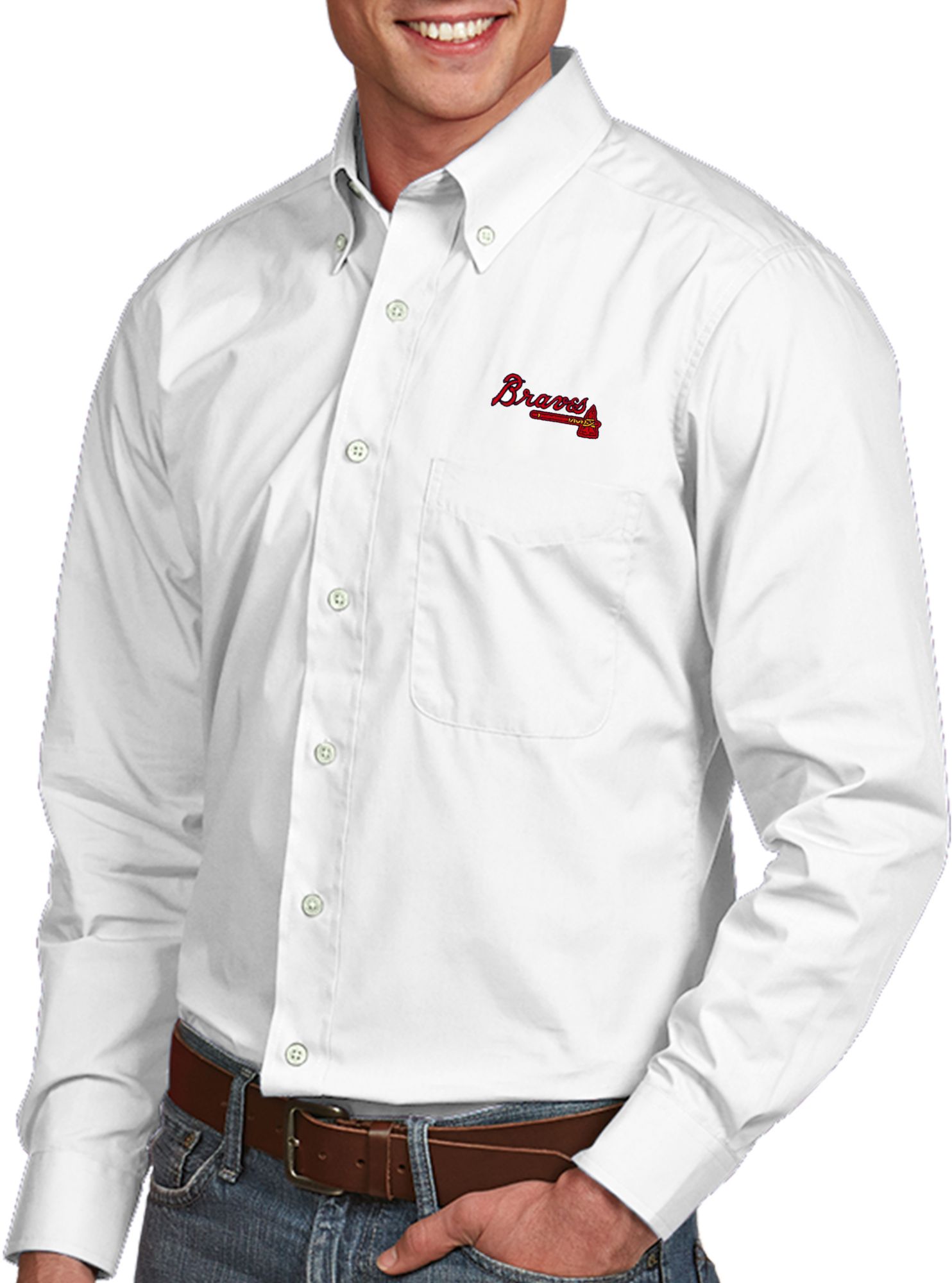 braves button up shirt